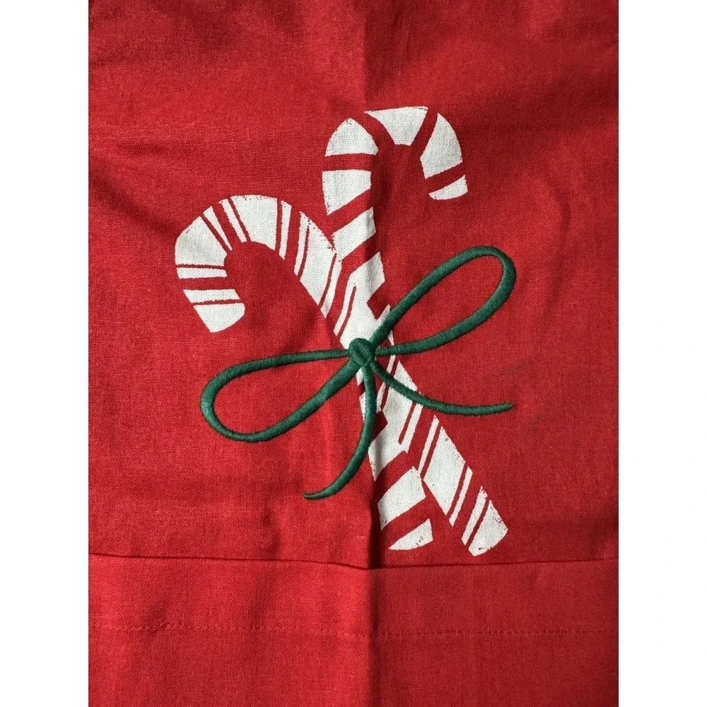 Christmas Apron Kids Red With Candy Canes Tie Waist And Attachment Around Neck